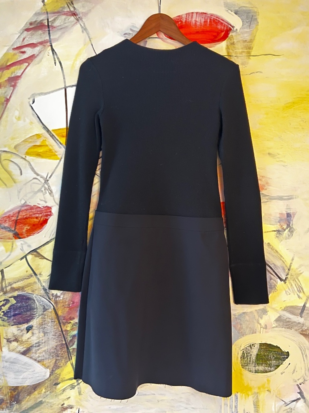 Theory Black Combo Sweater Dress